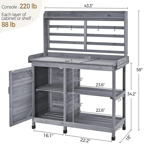 Yaheetech Outdoor Potting Bench with Storage, Planting Table for Patio,Gray - color: Gray