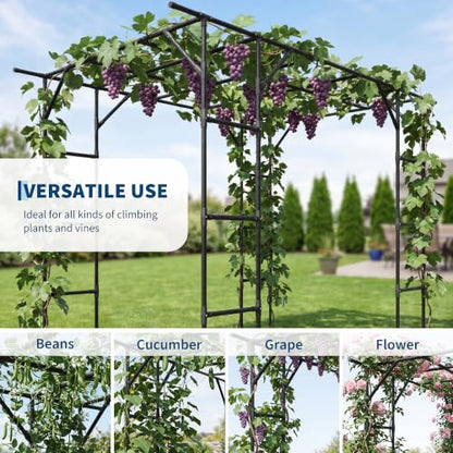 Garvee Metal Garden Arch Trellis for Climbing Plants Outdoor - color: Black-94"L*78"W*114"H
