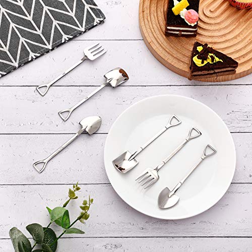 Patelai 9 Pcs Shovel Spoon Fork Set Dessert Ice Cream 304 Stainless