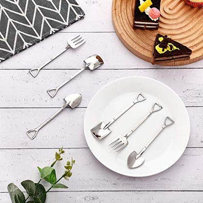 Patelai 9 Pcs Shovel Spoon Fork Set Dessert Ice Cream 304 Stainless