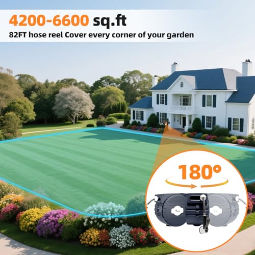 Retractable Garden Hose Reel 1/2 in x82 ft,Auto Slow Rewind System - color: Gray-white, size: 1/2" 82ft