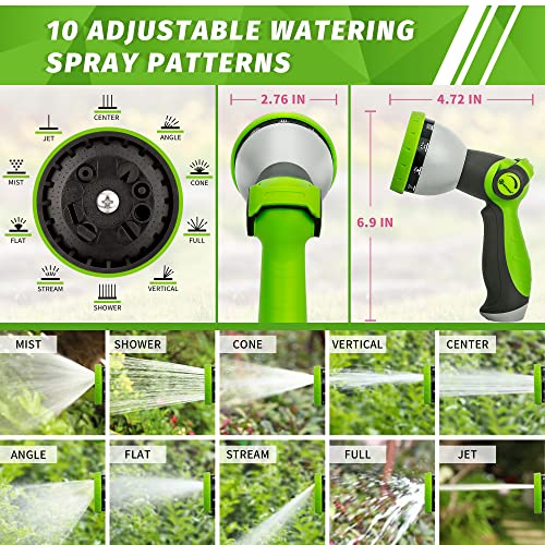 AUTOMAN Garden Hose Nozzle - 2 Pack, Thumb Control Sprayer, Slip-Resistant Water Nozzle, Extra 4 Washers, for Watering Plants Lawn & Garden, Cleaning, Washing Car, Showering Pets - color: Lawngreen X2