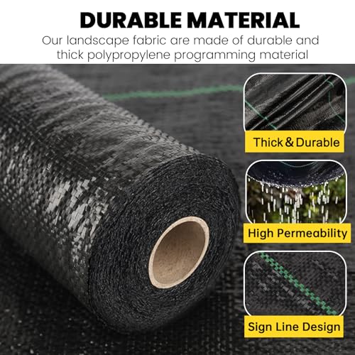 6.5FT x 32FT Weed Barrier Control Woven Garden Weed Landscape Fabric Heavy Duty Ground Cover