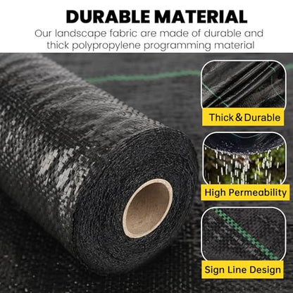 6.5FT x 32FT Weed Barrier Control Woven Garden Weed Landscape Fabric Heavy Duty Ground Cover