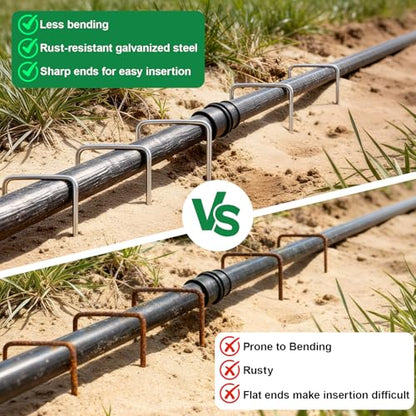 50 Pack Landscape Staples Galvanized - 6 Inch 11 Gauge Plant Cover Stakes for Securing Weed Barrier Fabric, Lawn Staples Tent Stakes Garden Stakes Fence Stakes Landscaping Fabric Ground Stakes - color: Silver