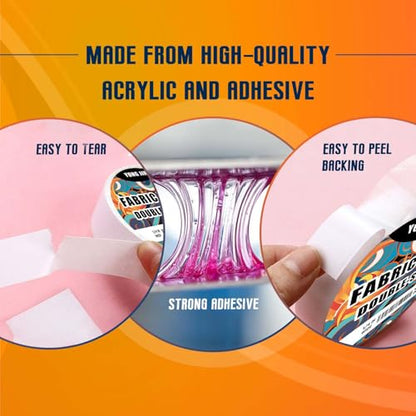 Double-Sided Fabric Tape,Hem Tape No Sew No Iron,1/4"+1/2" (2 Rolls) - size: 1/4inch+1/2inch