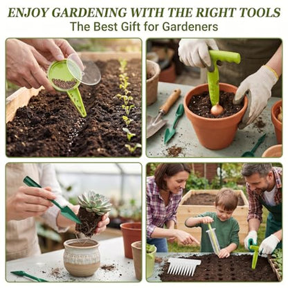 15Pcs Seed Planter Tool Set with 5-Hole Seed Dispenser, 6.9" Garden Dibber, Succulent Transplanting Tools & 10 Plant Labels for Sowing Seeds, Flowers & Vegetables