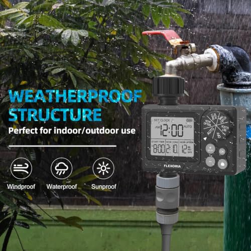 Digital Programmable Water Timer, Garden Hose Sprinkler Timer for Irrigation and Watering Systems, 1 Outlet