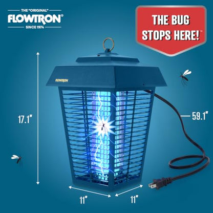 Flowtron Bug Zapper, 1.5 Acre Outdoor, Two 40W UV Bulb, 5600V Zap, Blue - color: Blue