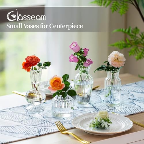 Glasseam Small Glass Bud Vases Bulk, 8Pcs Decorative Vases for Centerpieces - size: 8pcs