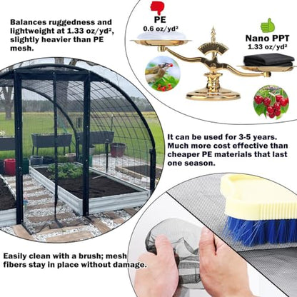 Thicker Garden Mesh Netting, 8.2’ x 33’ Ultra Fine Black Plant Row Covers - size: 8.2FT x 33FT