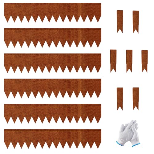 20ft.Cor-Ten Weathering Steel Landscape Edging(6 Pack)-8"x40"- Pre-Rusted Garden Edging with 7 Clips & Gloves - Durable,Flexible, Easy-to-Install for Landscaping,Tree Rings,Lawn & Garden - color: Rust, size: 8x40in