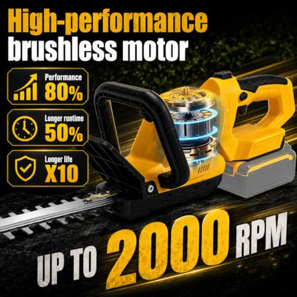 Hedge Trimmer Cordless 20.4" Compatible with DEWALT 20V MAX Battery - size: 20 IN