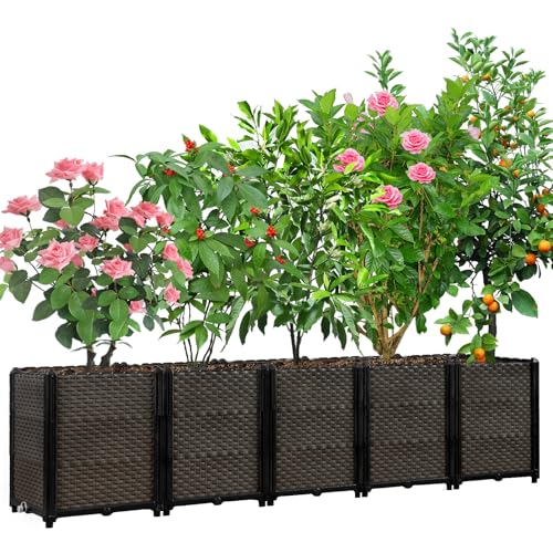Large Raised Planter Box Outdoor Self Watering 78.7"x15.7"x19.7", Deep Raised Garden Bed - Elevated Garden Box with Drainage Plug, Rectangular Garden Planter Perfect for Patio Balcony Deck - size: L 79"xW 16"xH 20"