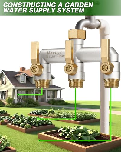 Garden Hose Splitter, 3 Way Hose Splitter Heavy Duty Full Flow Solid Brass Nickel Plated Spigot Splitter Valve with Metal Handle, Outdoor Faucet Splitter, 3/4 - Inch Frost Resistant Hose Adapter - style: Nickel Plated 3 way