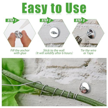 WILLBOND 80 Pcs Plant Anchors Kit for Vine Wall Stucco Trellis, Silver - color: Silver