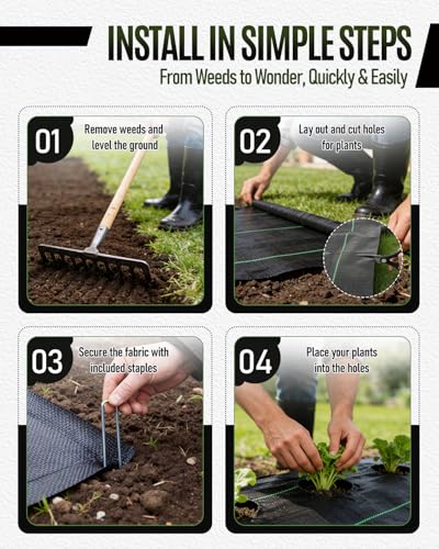 joyhalo 4ft x 300ft Heavy Duty Weed Barrier Fabric, 3.2oz Woven Geotextile