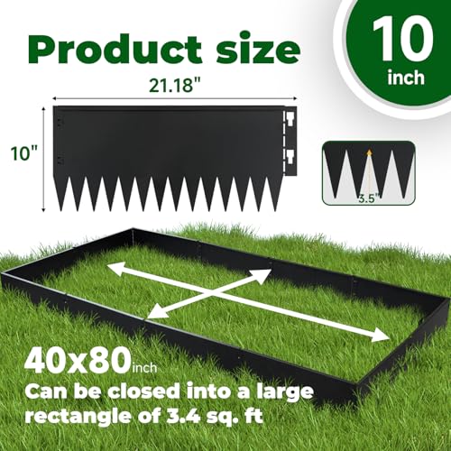 Metal Lanscape Edging 20“ L * 10” H Strips Black Steel Edging 12pcs - size: 10 inch