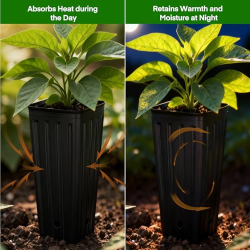 50PCS Tree Pots - 9.8" H x 4.7" W Tall Nursery Pots for Plants Indoor or Outdoor Gardening, Tall Planters with Drainage Holes - size: 9.8" H x 4.7" W