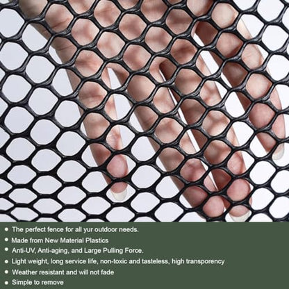 Plastic Chicken Wire Fencing 12'' x 10ft Black Chicken Wire Mesh Fence Poultry Netting for Crafts, Plastic Garden Fencing, Floral Chicken Wire