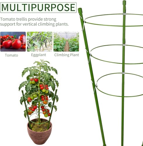 8 Pack Tomato Cage, 18 inches Plant Support Cages for Garden, Upgrade Garden Plant Stakes with Adjustable Rings, Plants Trellis for Tomato, Flower, Climbing Plants, with Twist Tie