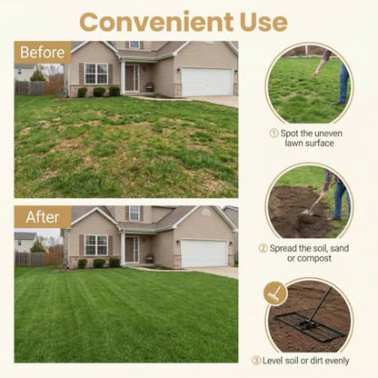 COSTWAY 30x10 Inch Lawn Leveling Rake (Black, 30"x10") - color: Black
