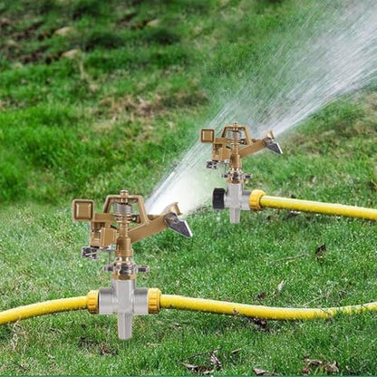 Biswing 1/2 Inch Impact Sprinkler 2 Pack, Heavy Duty Zinc Alloy Lawn Sprinkler Head with Nozzle, Adjustable 20-360 Degree Large Coverage Pattern, Watering Sprinkler for Grass Patio Garden Irrigation - style: Without Stake