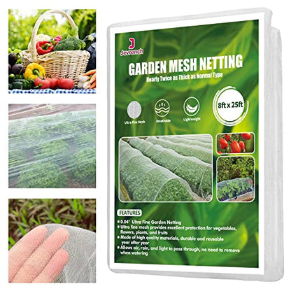 Jevrench 8 x 25 ft Garden Netting Row Cover, Ultra Fine Mesh for Plants - size: 8ft x 25ft