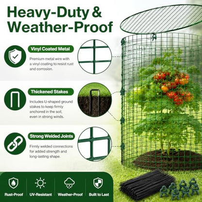 Plant Protectors from Animals 12 x 12 in Metal Chicken Wire Cloche Plant Cages for Outdoor Plants, Garden Fencing Animal Barrier with Detachable Dome Lid, Stakes & Zip Ties (6 Pcs) - color: 6 Pcs