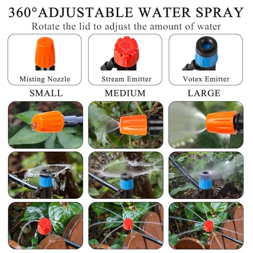 260FT Drip Irrigation System Kit, Automatic Drip Irrigation Kit with 1/2 inch Hose 1/4 inch Distribution Tubing and Accessories for Greenhouse, Yard, Lawn - size: 260 FT (40FT Main tube + 220FT Distribution tube)