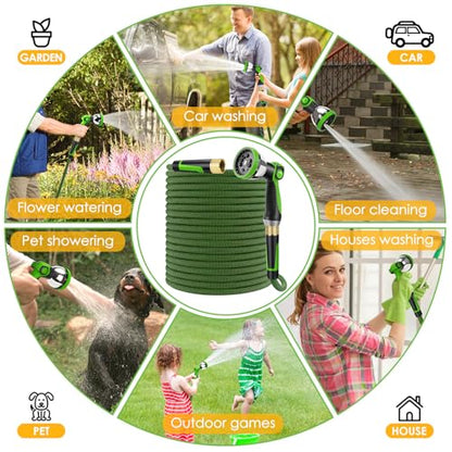 Non-Expandable Garden Hose 75 ft, Lightweight Flexible Anti-Kink - color: Green, size: 75ft