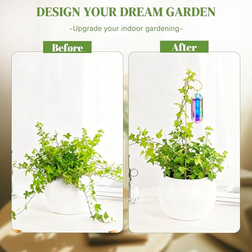 7 Pcs AB Colored Crystal Suncatcher Small Trellis Golden Plant Potted Stake - color: 7 Pack AB