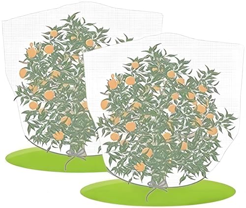 Agfabric 2 Pack Fruit Tree Netting Protection Bag with Drawstring,7.2x6.5 FT Garden Netting Insect Pest Barrier,Bird Netting Plant Covers for Vegetables Fruits Flower,White - color: 2pack, size: 86"x78"