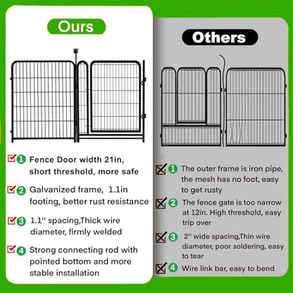 Getlay Garden Fencing 32 inch High, 12 Panels Total 26.6 Ft(L) Dog Fence Outdoor for Yard, Gate 21 Inches Wide with Low Sills. Fencing for Garden beds, Animal Barrier Fences, Rabbit Fence - size: 32''(H)-12panels-26.6ft(L) with gate
