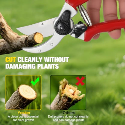 Yesker Pruning Shears Pruners for Gardening 8.5 in Professional Bypass Garden Scissors with Sharp SK5 Steel Blade Heavy Duty Hand Garden Shears Clippers for Branch Flower Plant Trimming Cutting Tools - size: 1PCS 8.5" Red