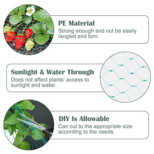 Unves Garden Netting, 13 x 33 FT Heavy Duty Bird Net, Green - color: Green, size: 13 x 33 Ft