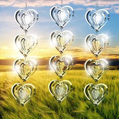 Bird Deterren for Outside Patio,Bird Scare Devices Discs Reflectors Stainless Steel Wind Spinners Reflective Heart Metal Bird Repellen to Keep Birds Away Porch Garden Yard Sparkly Double Side