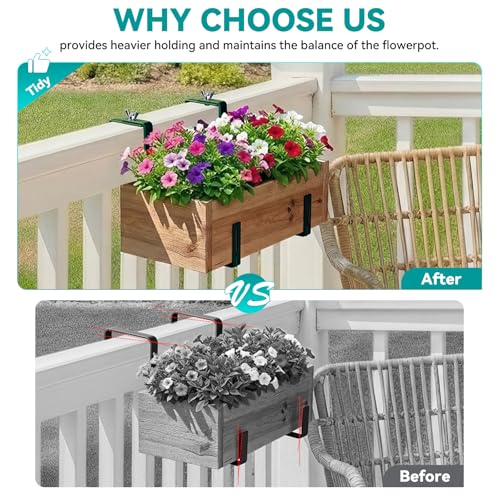 Adjustable Planter Box Brackets,Enhanced Bottom Support,Universal Outdoor Hanging Brackets,Flower Box Brackets for Fence Railings, Windowsill, Patio, Garden,Balcony. (Green) - color: Green