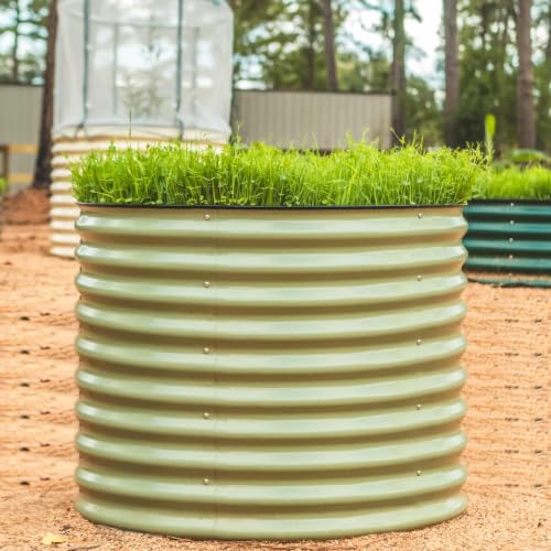 Vego garden 32" Tall 42" Round Raised Garden Bed Raised Bed Planter Box for Vegetables Flowers Patio-Olive Green - color: Olive Green, size: 1IN1 Round