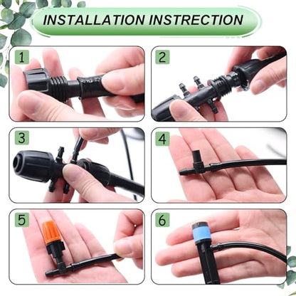 240FT Drip Irrigation System,Irrigation System for Garden with 1/2 inch Hose 1/4 inch Distribution Tubing and Accessories,Drip Irrigation Parts Garden Watering System - size: 135PCS
