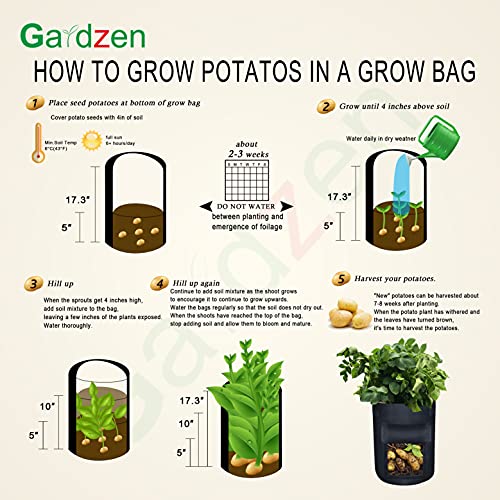 Gardzen 6 Pack BPA-Free 10 Gallon Vegetable Grow Bags