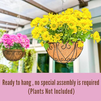 LaLaGreen Deck Hanging Baskets (16 in, 4 Pack) Black Coco Liner Garden Pots - size: 16" (41 cm) x 4 Pack