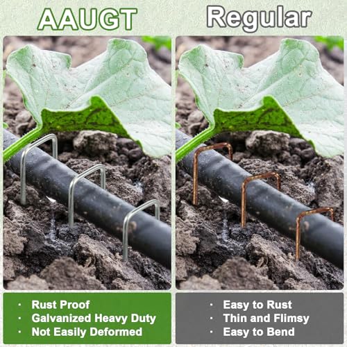 AAGUT Landscape Staples 6 Inch Galvanized Anti-Rust Garden Stakes 11 Gauge - color: Silver, size: 6'' x 100Pcs-11Ga