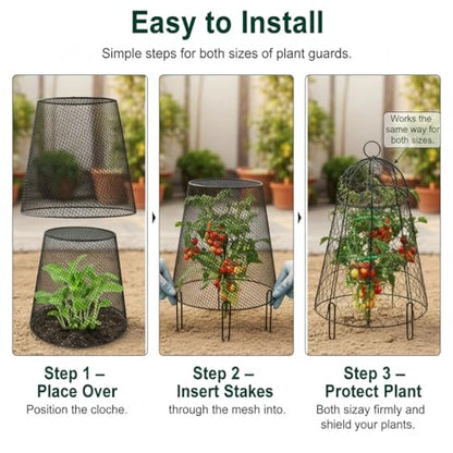 Garden Cloches for Plants, Chicken Wire Plant Cages, Plant Protectors from Animals, Combo Pack, 12 Pcs (6 Large 17.7" × 12.8" + 6 Small 5.87" × 9") - size: Set of 6+6