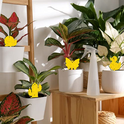 Gideal 48-Pack Dual-Sided Yellow Sticky Traps for Indoor/Outdoor Use, Gnat Trap for Flying Plant Insect Such as Fungus Gnats, Whiteflies, Aphids, Fruit Fly, Leafminers, etc - Cute Shapes - size: 48 Pack