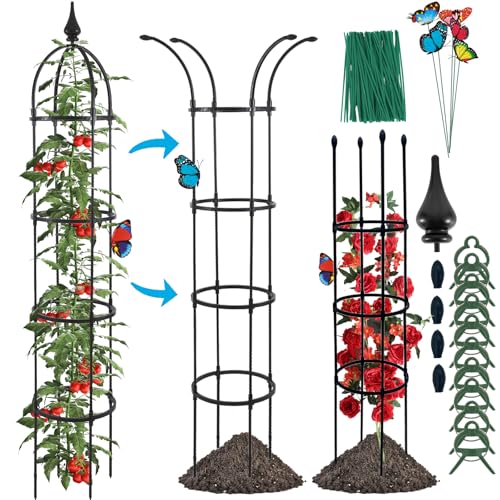 WellSign 6.6ft Tall Garden Obelisk Trellis for Climbing Plants Outdoor - size: Metal-6.6ft-1PK