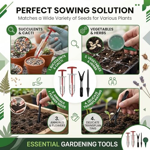 6 Pcs Mini Seed Spreader Set-For Carrot Lettuce Grass Spinach Sower(Red)