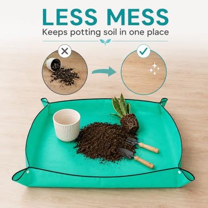 Waterproof Plant Repotting Mat | Mess-Free Indoor Gardening Mat for Succulents & Flower Potting | Foldable Transplanting Potting Mat, for Plant Lovers