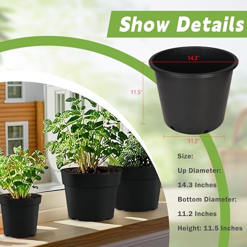 HOSTIC 7 Gallon pots for Plants 7 Gallon Flexible Nursery Pots Gallon Pot with Drainage Holes Plastic Plant Large Container Suitable for Indoor Outdoor Vegetables Flowers Plants 10 PCS - size: Standard 7 Gallon