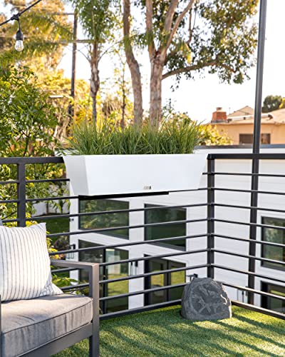 Veradek Pure Series Railing Planter - Tapered Window Box with Bracket - color: White, size: 36 inch